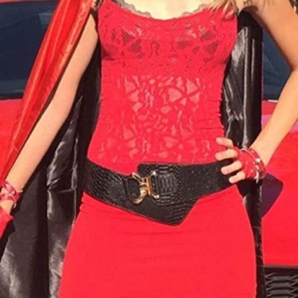 Women’s Adjustable Wide Snake Pattern Leather Belt - Picture 7 of 12